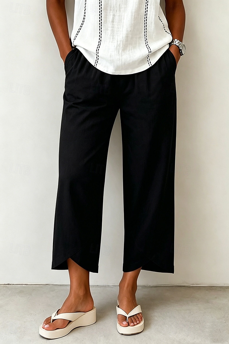 Mujer Pantalones casuales Pantalones Rectos Elegante Vacaciones Casual Longitud total Alta cintura Caqui Negro Blanco Azul Marino Oscuro Verano Primavera Otoño 2026 - $22.99 –P5