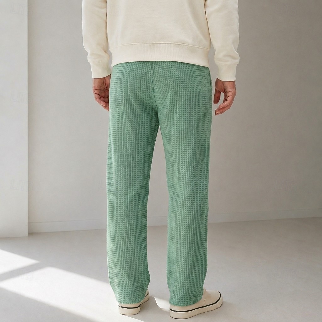 Men's Waffle Casual Pants - Drawstring Comfortable Trousers - Green 2026 - $36.99 –P6