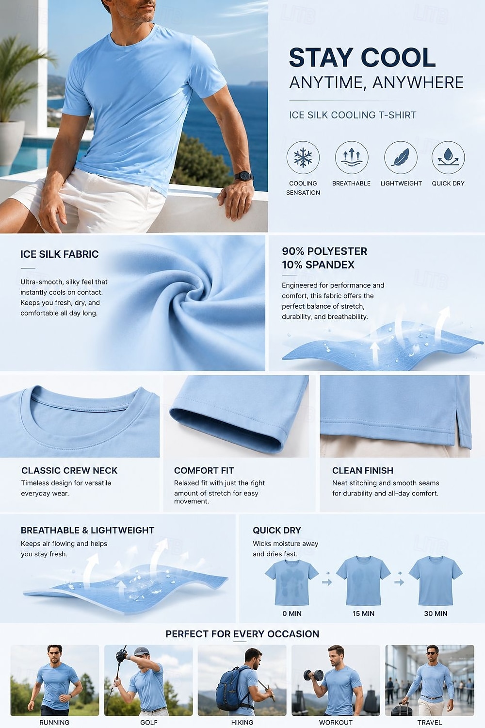 Homme T-shirt Manche Courte Col ras du cou Été Printemps Uni Occasionnel Athlétique Séchage Rapide Mince Occasionnel Quotidien Sports Bleu Ciel Blanche Gris T-shirt haut de gamme pour homme de 2026 ? $20.99 –P1