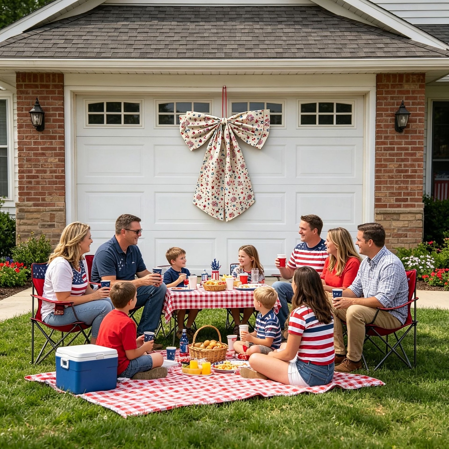 Fiocco decorativo per il 250° anniversario degli Stati Uniti, fiocco patriottico da appendere, rosso, bianco e blu, ghirlanda per la porta del 4 luglio, fiocco per la porta d'ingresso, portico, del 2026 a $18.99 –P20