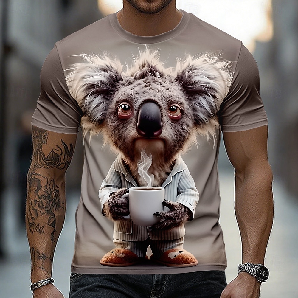 Per uomo Animale Maglietta Manica Corta maglietta Stampa 3D Girocollo Camicia Divertente Casuale Quotidiano Streetwear Cachi Grigio chiaro Verde militare Estate Primavera Abbigliamento S M L XL 2XL del 2026 a $18.99 –P1