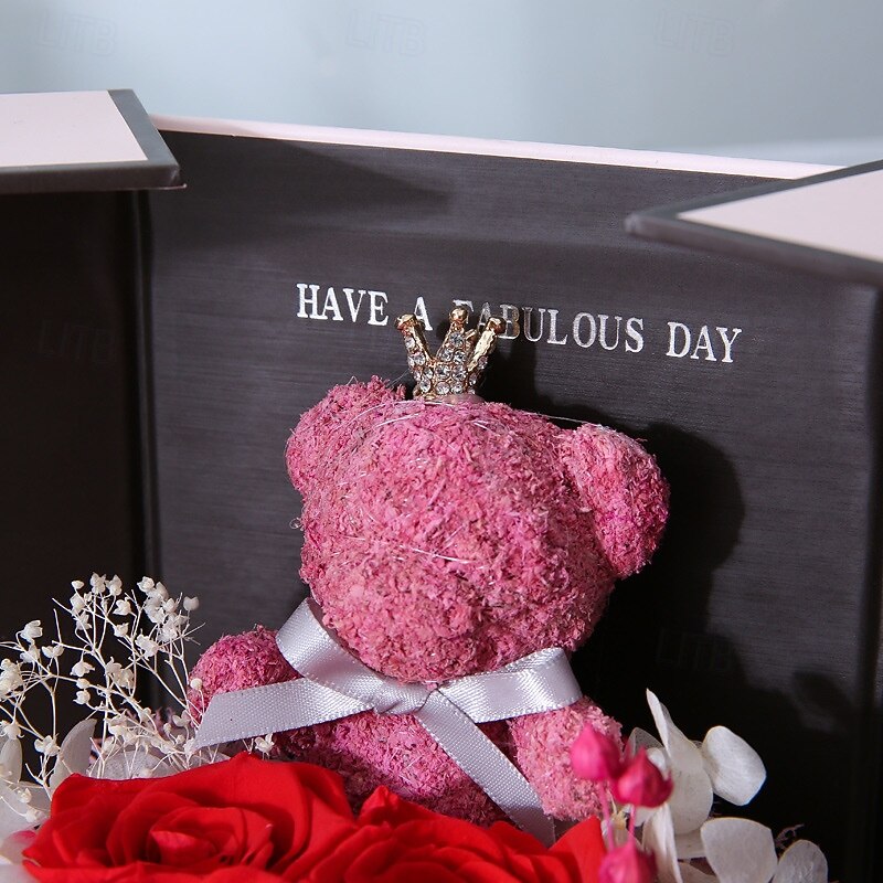Gifts for Women,Preserved Real Red Rose Moss Bear Gifts with Necklace,Romantic Valentine's Day Eternal Gifts with Gift Box,Rose Flowers Jewelry Box for Mom,Women 2026 - $54.99 –P5