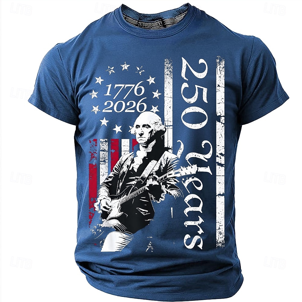 4 juillet 2026, 250e anniversaire Homme Couleur Unie Drapeau Américain T-shirt Manche Courte T-shirt Impression 3D Col ras du cou Chemise Vintage Rétro Patriotique Quotidien Festival Bleu Noir Rouge de 2026 ? $18.99 –P7