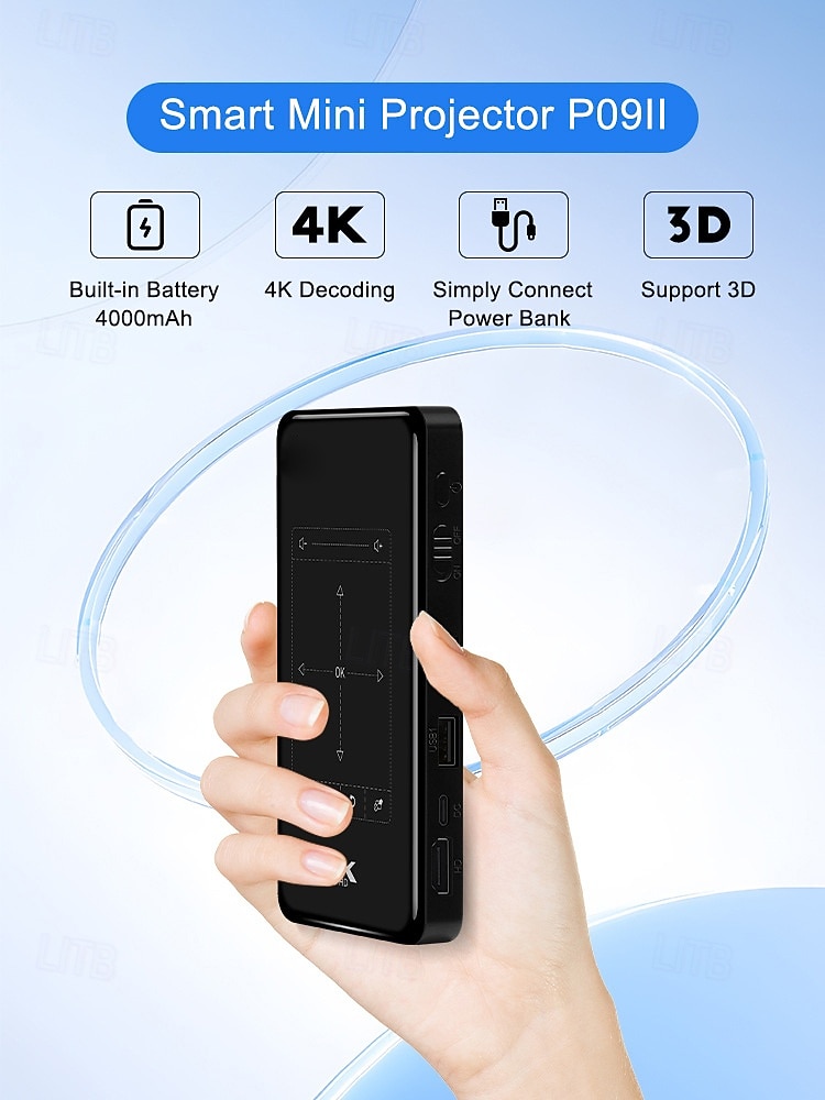 Умный мини-проектор DLP с Wi-Fi 5G и Bluetooth, портативный карманный проектор с поддержкой декодирования 4K, коррекцией трапецеидальных искажений, ручной фокусировкой, сенсорным управлением, проектор 2026 - MXN $7729.38 –P1