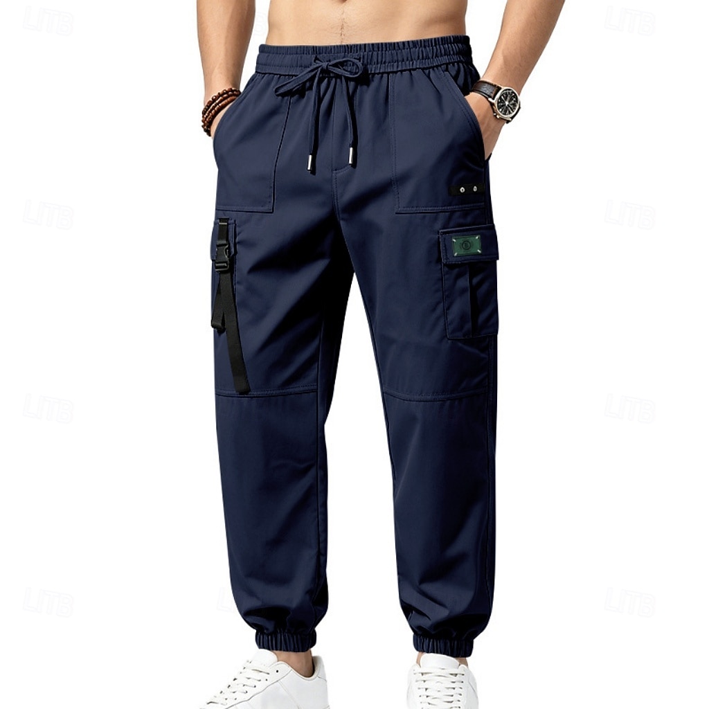 Per uomo Pantaloni Cargo Joggers Pantaloni Coulisse Elastico in vita Multi-tasche Tinta unica Antivento Comodità Quotidiano All'aperto Ferie Streetwear Elegante Cachi Nero Inelastico del 2026 a $29.99 –P6