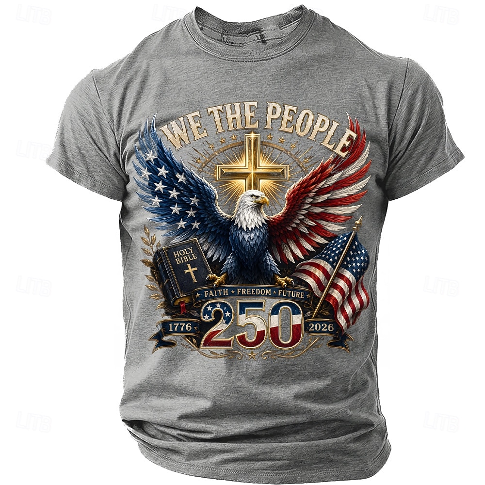 4 de julio de 2026, 250 aniversario Hombre Águila Bandera de EE. UU. Camiseta Manga Corta Camiseta Impresión 3D Cuello Barco Camisa Patriótico Diario Festival Azul Piscina Negro Blanco Verano 2026 - $18.99 –P8