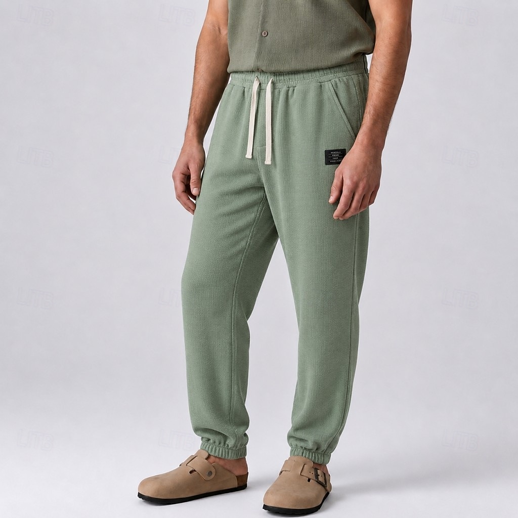 Herren-Jogginghose mit Waffelmuster – grün 2026 - $36.99 –P6