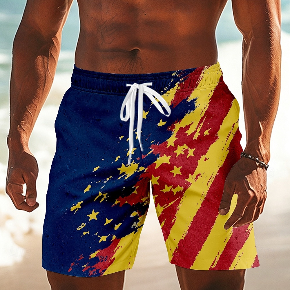 4 de julho de 2026 250º Homens Bandeira americana Calção Justo de Natação Fatos de banho Calções de banho Bermuda de Surf Cintura Média Patriótico Diário Feriado Bolsos laterais Forro de malha de 2026 por $20.99 –P3