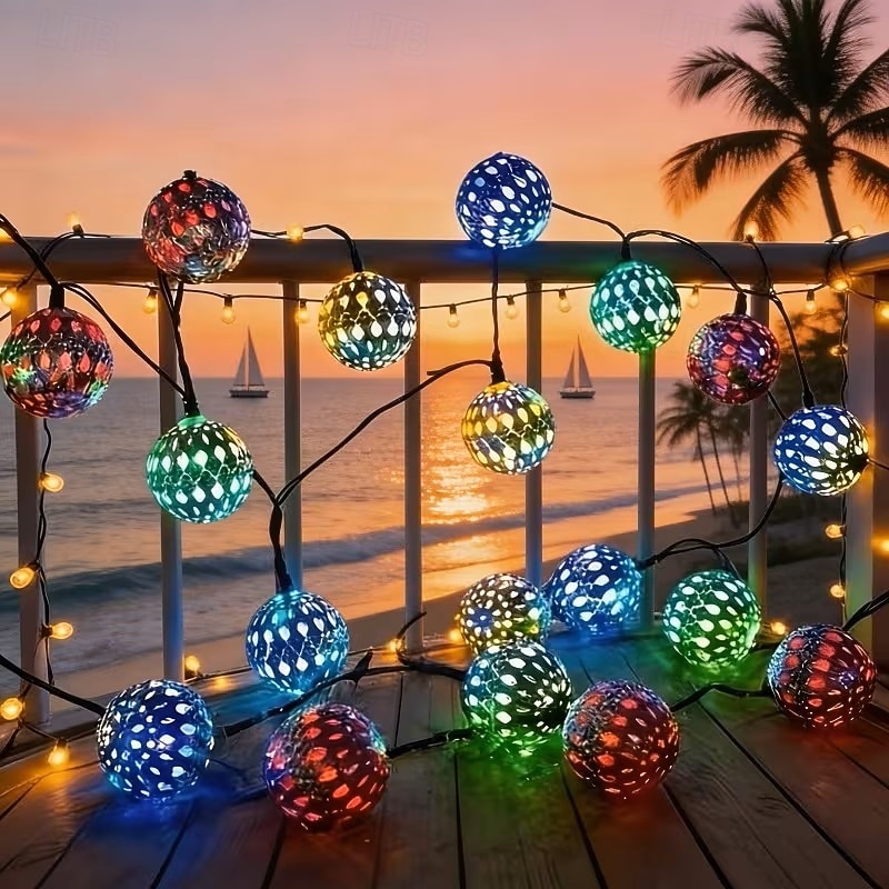 Solar Powered Garden Fairy String Lights Iron Moroccan Ball Fairy Lights 12m 100LEDs for Home Yard Balcony Porch Trees Outdoor Party Decoration 2026 - $39.99 –P2