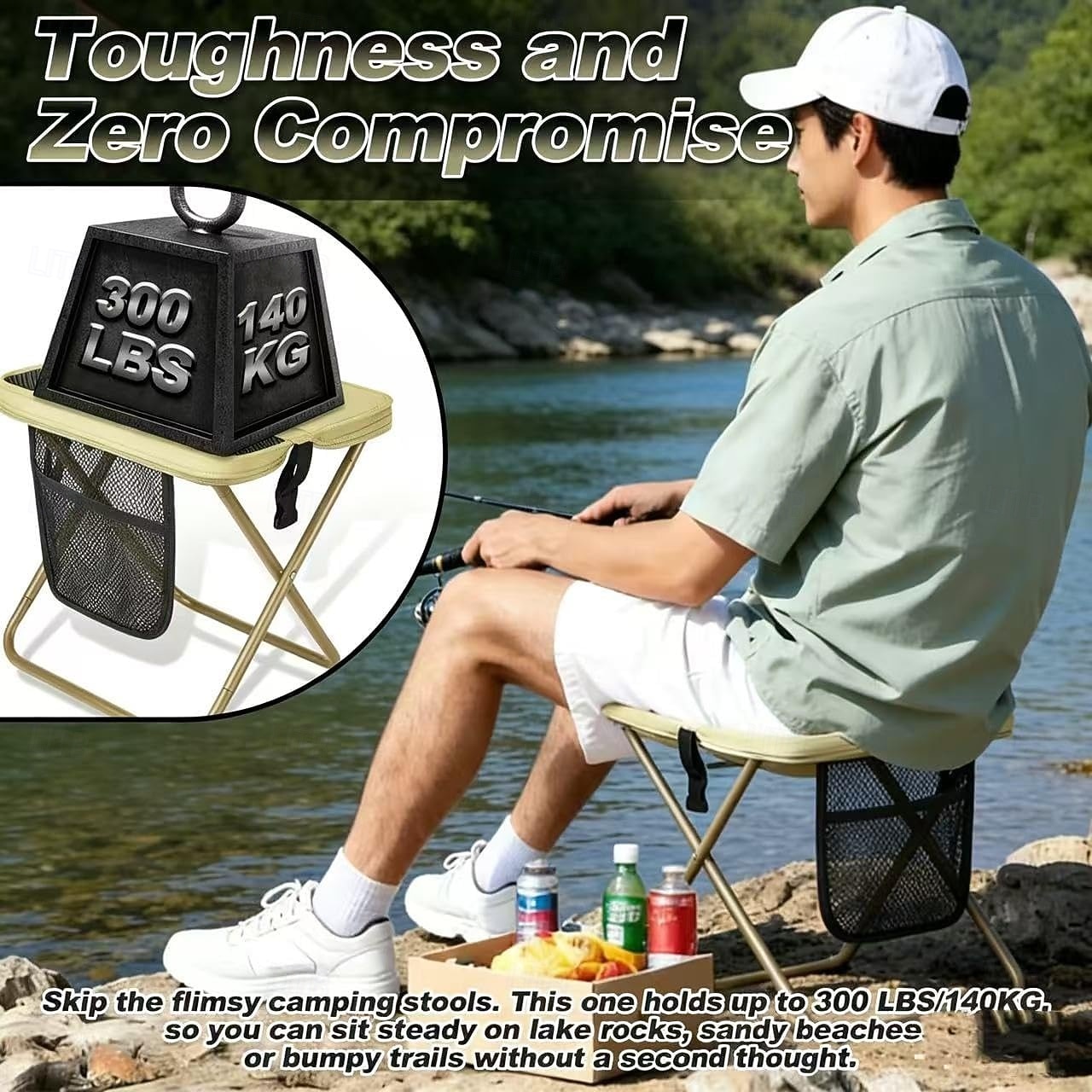 Mochila dobrável com banqueta e bolsos de armazenamento, cadeira portátil e leve para uso externo, ideal para adultos, perfeita para viagens, camping, trilhas, pesca, filas, piqueniques e eventos esportivos. de 2026 por $22.99 –P9