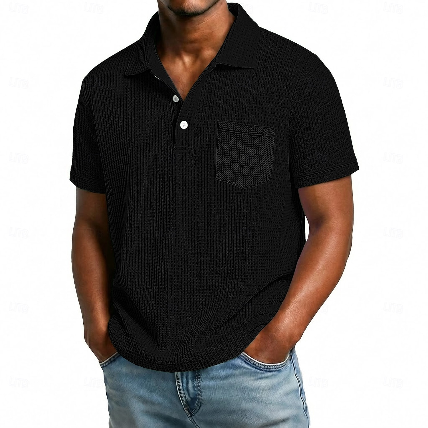 Men's Golf Shirt Waffle Knit Polo Shirt Casual Business Classic Short Sleeve Fashion Modern Solid Color Plain Buttons Summer Spring All Seasons Regular Fit White Light Green Burgundy Navy Blue Dark 2026 - $21.99 –P2