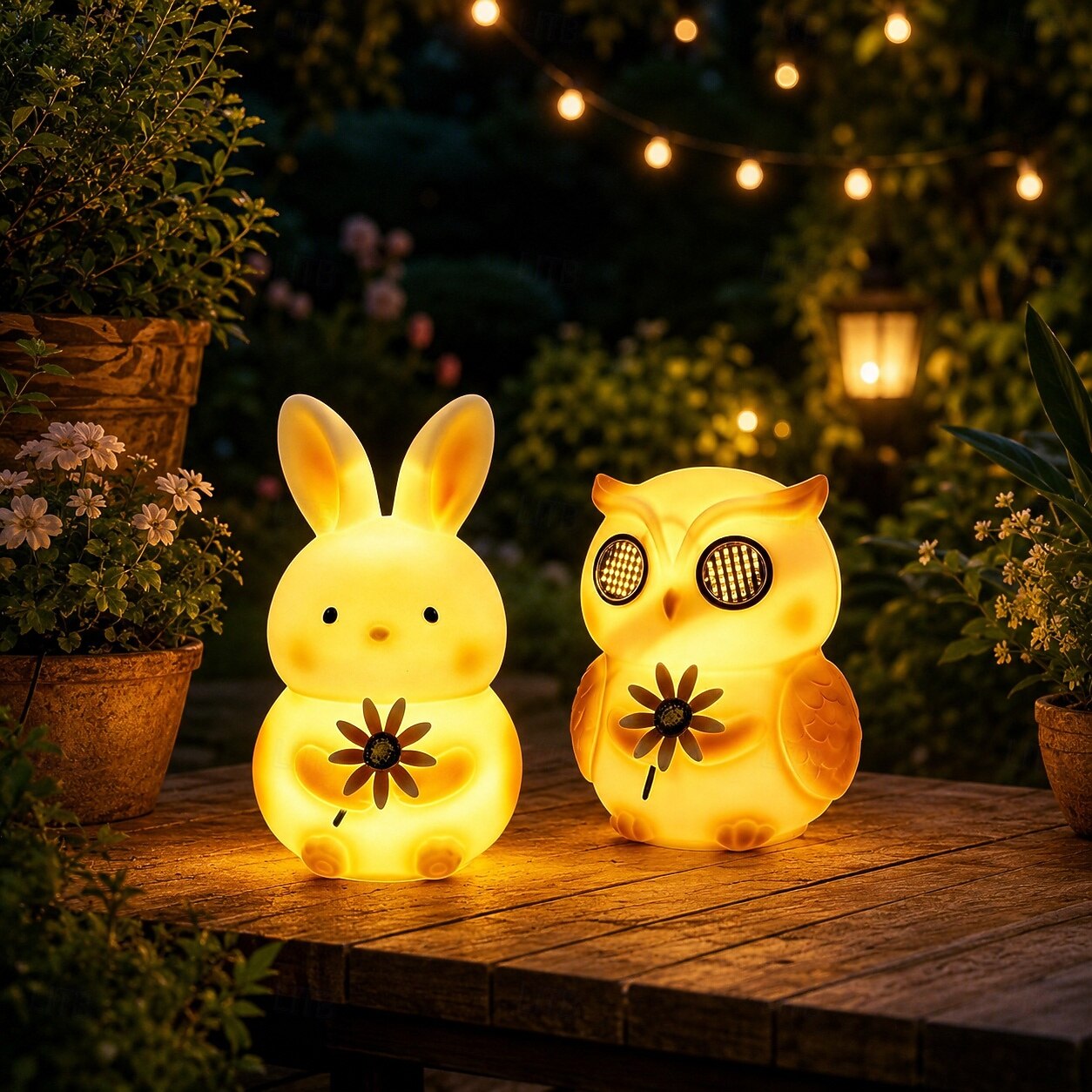 Lampes solaires d'extérieur en forme d'animaux, figurines lumineuses étanches en plastique représentant un lapin et un hibou, lampes décoratives solaires pour terrasse, pelouse, allée, parterre de de 2026 ? $34.99 –P1