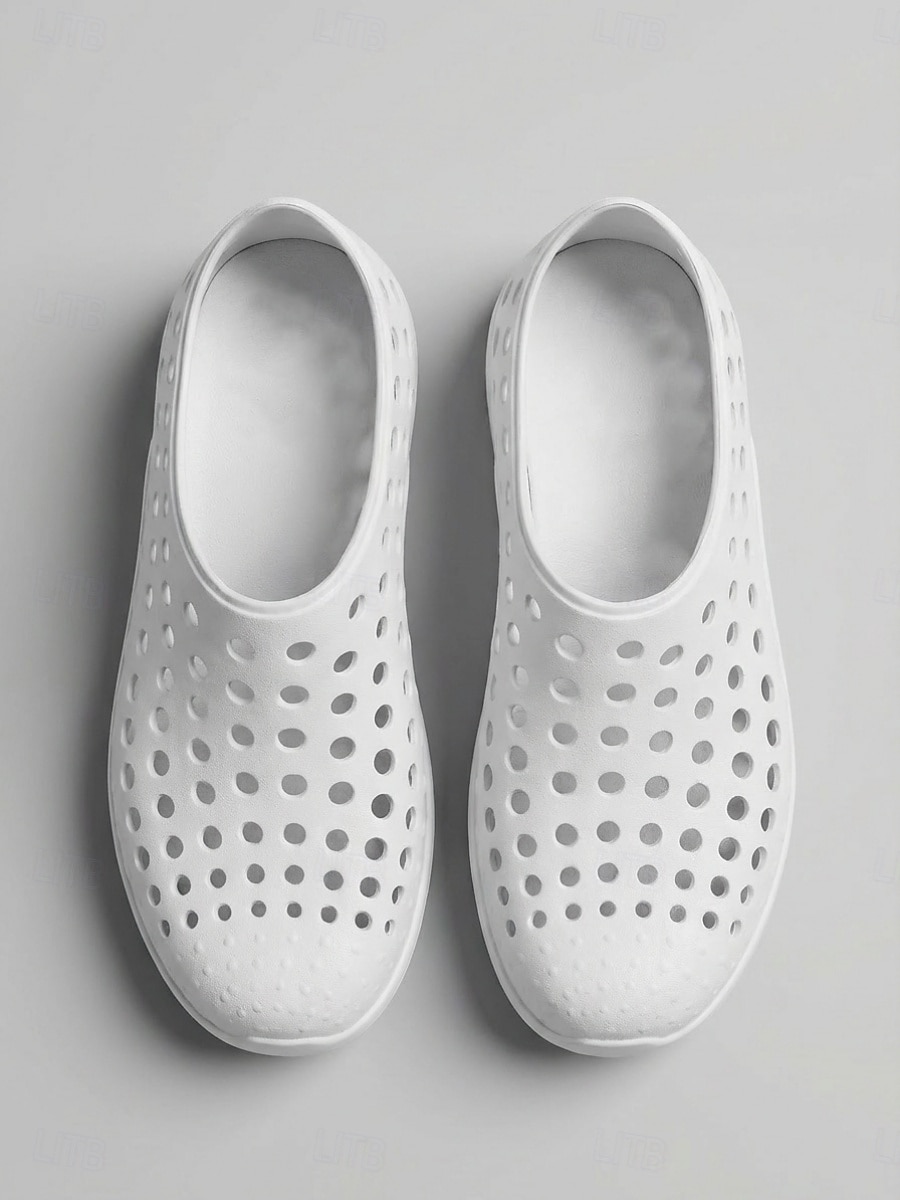 Women's White Breathable Hollow Out Garden Shoes - Waterproof Slip On Clogs for Beach, Pool, Garden Work & Daily Wear 2026 - $24.99 –P2