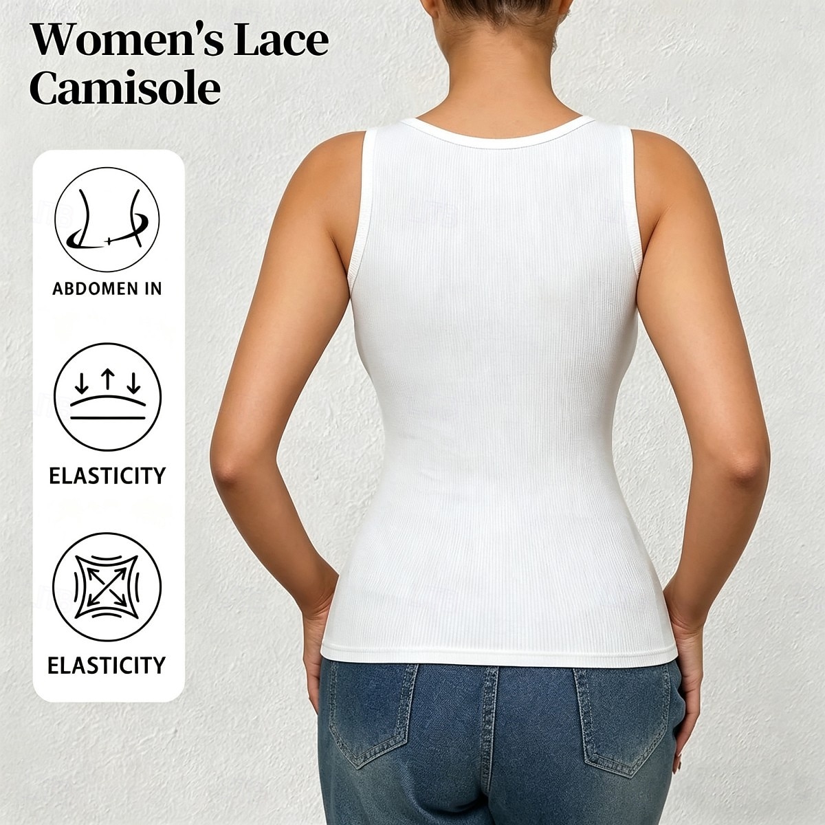 Mulheres Top de emenda de renda Tanque Estriado Côr Sólida à moda Sem Manga Correias Decote V Tops regulares Casual Esportes Para Noite Preto Branco Cinzento Verão de 2026 por $14.99 –P2