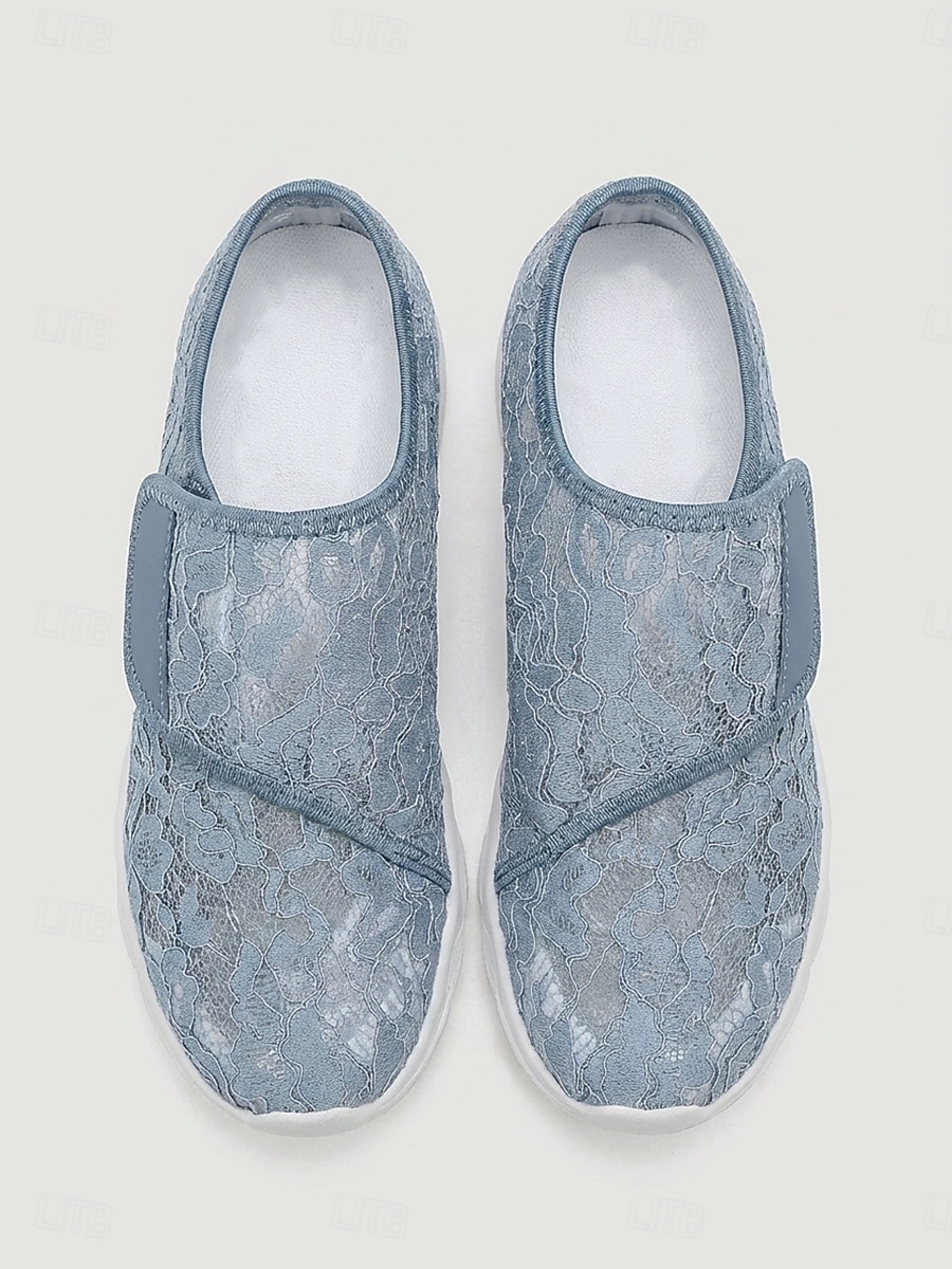 Chaussures de marche bleues à lacets et fermeture velcro pour femmes - baskets décontractées, légères, respirantes et confortables, idéales pour les pieds larges et gonflés, au quotidien et en voyage. de 2026 ? $26.99 –P4