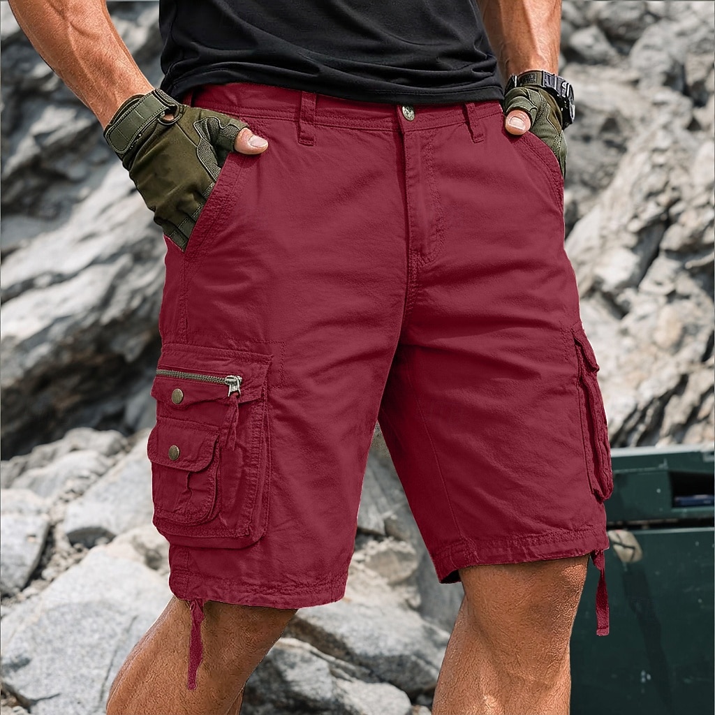 Homens Bermuda Cargo Shorts de trabalho Shorts de Trilha Perna Cordão Bolso multi 6 Bolso Tecido Curto Casual Esportes Para Noite Roupa de rua Clássico Azul Cáqui Sem Elasticidade de 2026 por $37.99 –P13