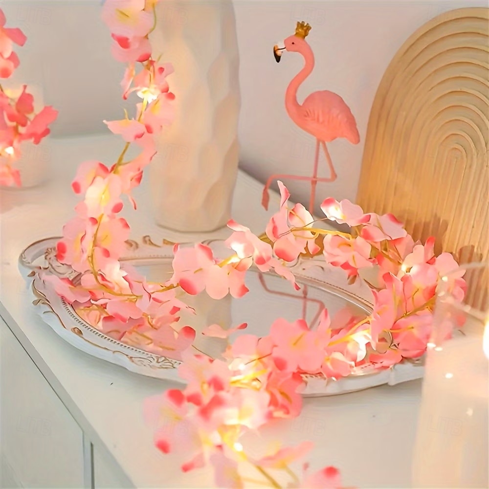Luci a LED a filo di rame con simulazione di fiori di ciliegio rosa, alimentate a energia solare, lunghezza 2 m/5 m, ideali per matrimoni, feste di Natale, decorazioni per la casa, balconi, giardini, del 2026 a $16.49 –P7