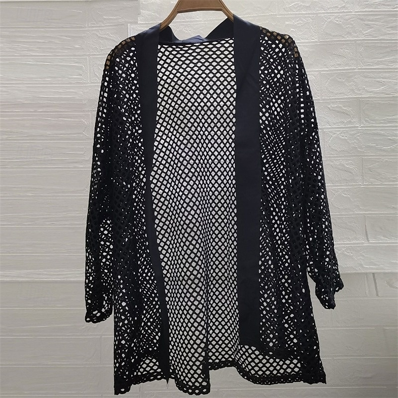 Hombre Camisa Camisa casual Camisa Jacquard Negro Manga Larga Plano Sin Cuello Casual Diario Malla Ropa Elegante Moda Moderno Casual 2026 - $28.99 –P2