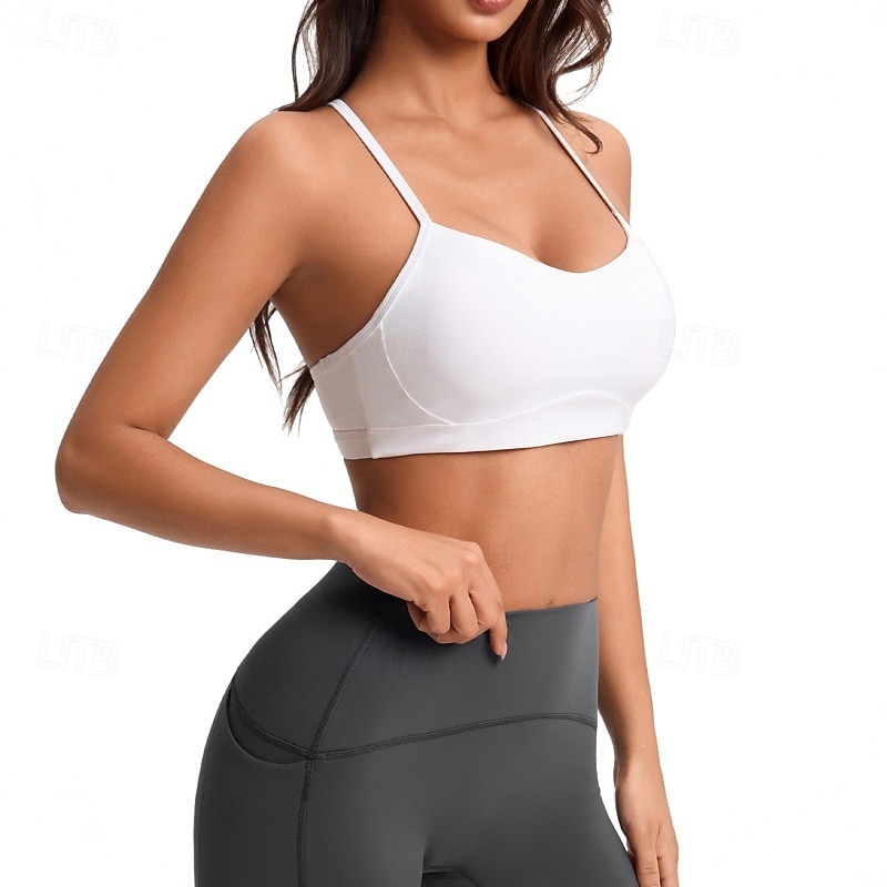 Mulheres Sutiã de ioga Sutiã Pilates Sutiã Esportivo Decote em U Roupa-Interior Flexão Sem costura Antivibração Costas Nadador Sem Fio Côr Sólida Esporte Roupas Esportivas Azul Preto Treino de de 2026 por $21.99 –P9