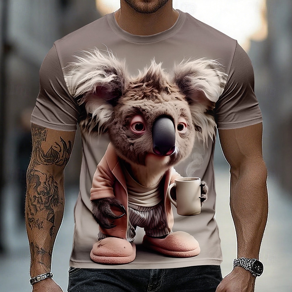 Per uomo Animale Maglietta Manica Corta maglietta Stampa 3D Girocollo Camicia Divertente Casuale Quotidiano Streetwear Cachi Grigio chiaro Verde militare Estate Primavera Abbigliamento S M L XL 2XL del 2026 a $18.99 –P2