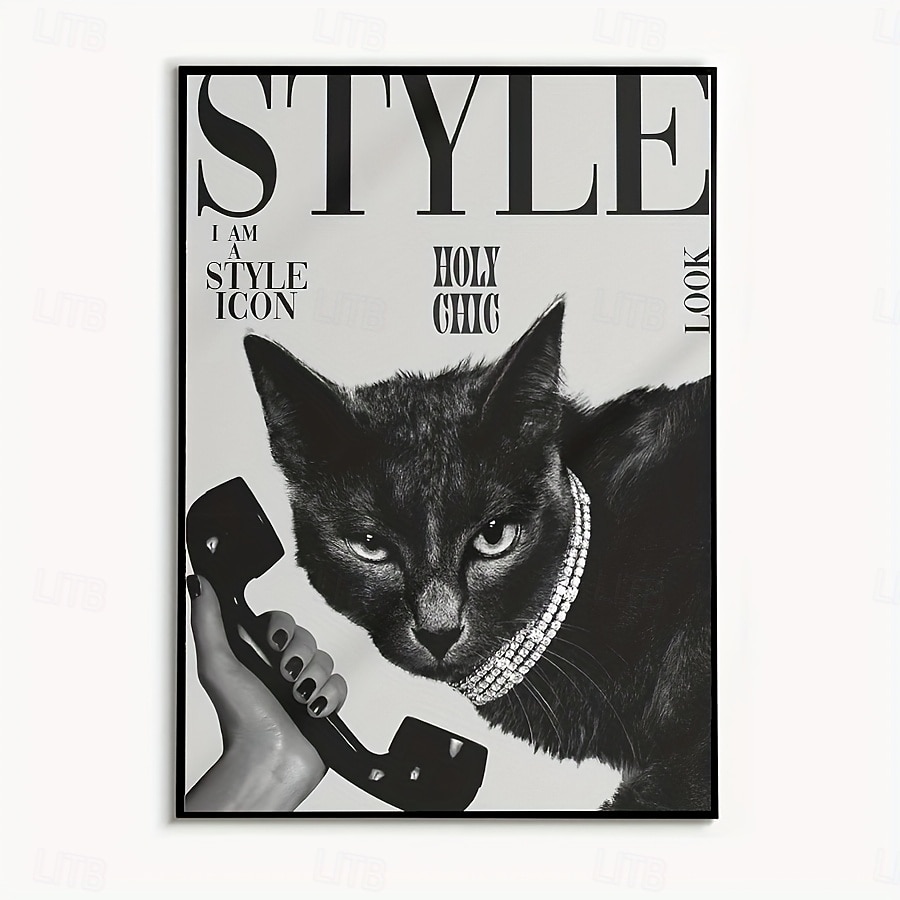 Retro Fashion Animals Poster, 1pc Unframed Popular Black Cat Print Magazine Canvas Prints, Wall Decor, Artwork Wall Painting for Gift, Bedroom, Bathroom, Living Room, Home and Dormitory Decoration 2026 - $10.99 –P5