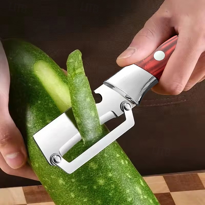 Conjunto de 2 descascadores e abridores de garrafa multifuncionais em aço inoxidável, utensílio de cozinha 2 em 1, descascador resistente para frutas e legumes como batatas, cenouras, pepinos e maçãs, de 2026 por $19.99 –P9