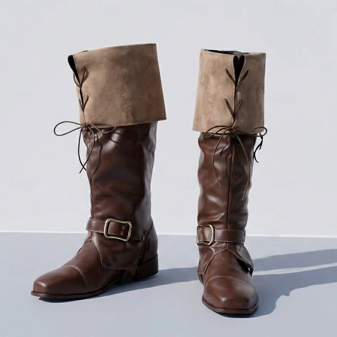 Retro vintage Middeleeuws Renaissance Schoenen Laarzen Piraat Viking Elf Kostuum Voor heren Viking Fantasie Halloween Carnaval Prestatie Feest LARP Volwassenen Schoenen 2026 - $58.99 –P2