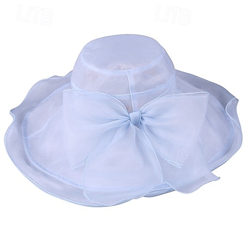 hoed Organza Zomerhoed Slappe hoed Bruiloft Elegant Romantisch Dame Met Strik Helm Hoofddeksels 2026 - $63.99 –P18