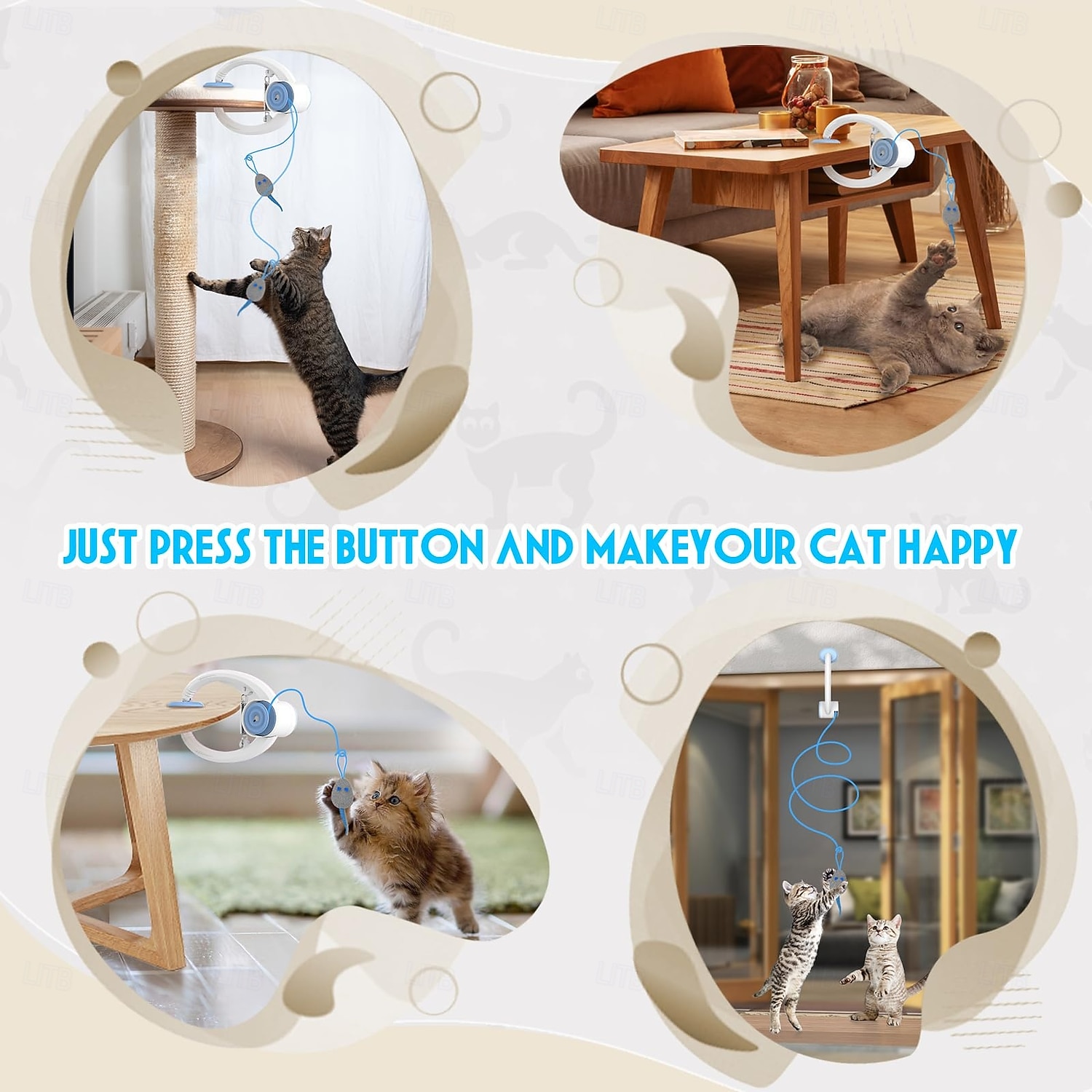 Giocattolo interattivo per gatti da interno, giocattolo intelligente ricaricabile tramite USB da appendere alla porta, retrattile automatico, giocattolo elettronico per gatti con piume e cordino, con del 2026 a $53.99 –P4