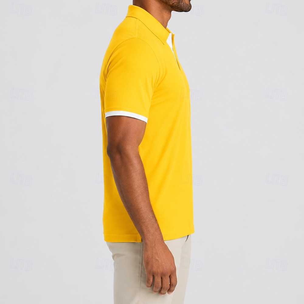 Men's Polo Shirts Casual Work Lapel Short Sleeve Basic Modern Plain Buttons Plain Spring & Summer Yellow Polo Shirts 2026 - $33.99 –P2