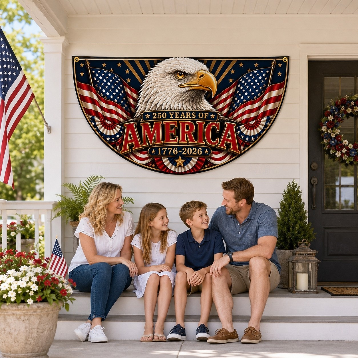 Guirlande commémorative du 250e anniversaire des États-Unis (1776-2026), fanion demi-rond en forme d'éventail, guirlande patriotique américaine pour décorer une maison, un porche, un jardin ou célébrer la fête nationale américaine. de 2026 ? $24.99 –P3