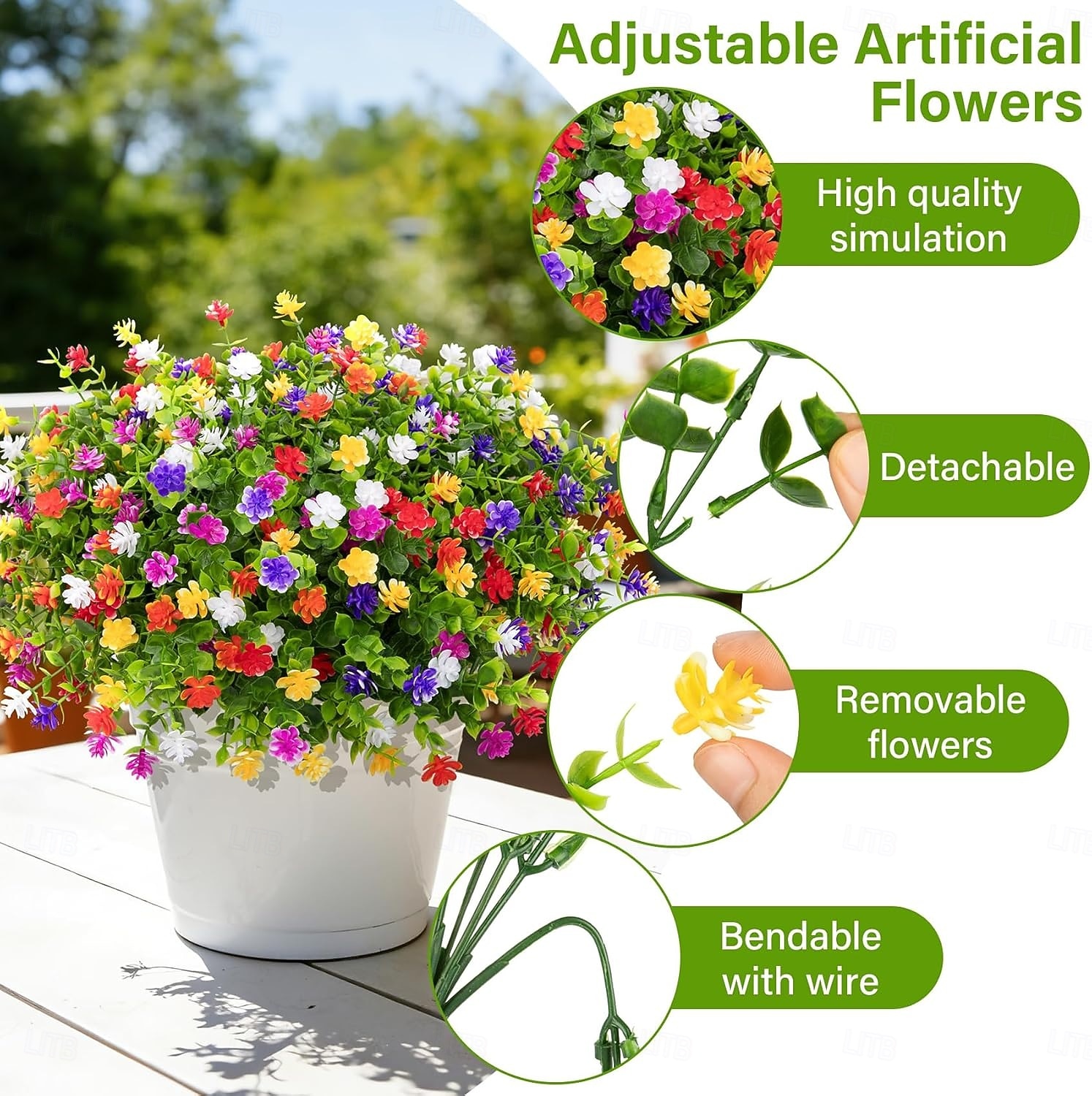 24 Bundles Artificial Flowers for Outdoors Decoration Fake Flowers UV Resistant Faux Plastic Greenery Eucalyptus Plants for Spring Summer Garden Patio Indoor Outdoor Home Decor, Multicolor 2026 - $36.99 –P2