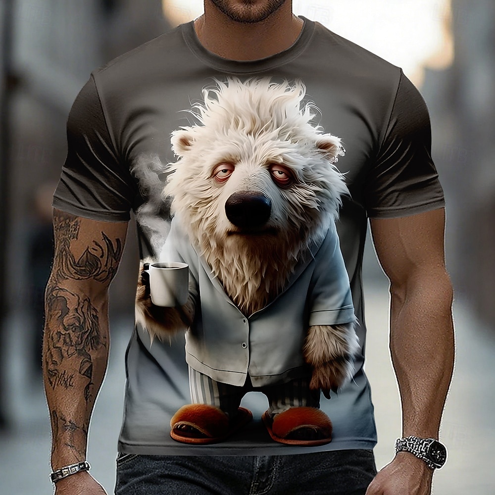 Per uomo Animale Maglietta Manica Corta maglietta Stampa 3D Girocollo Camicia Divertente Casuale Quotidiano Streetwear Cachi Grigio chiaro Verde militare Estate Primavera Abbigliamento S M L XL 2XL del 2026 a $18.99 –P4