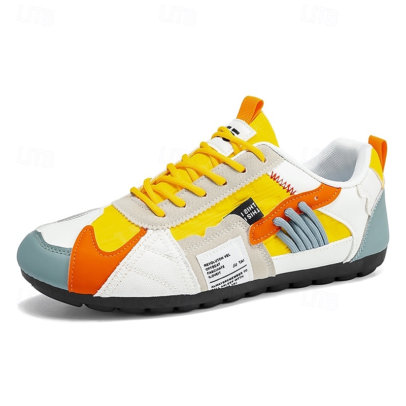 Lage sneakers met kleurblokken voor heren, casual wandelschoenen met vetersluiting, retro sportstijl voor op reis, buitenactiviteiten en dagelijks gebruik. 2026 - $32.99 –P3