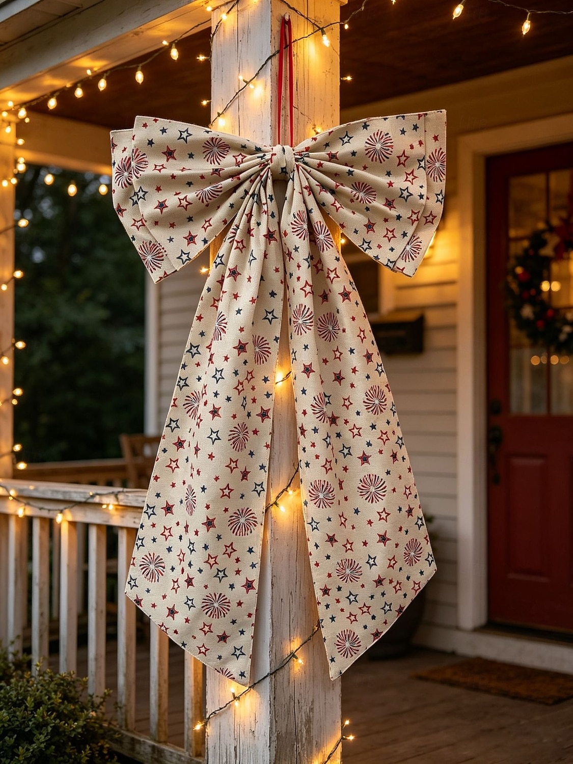 Fiocco decorativo per il 250° anniversario degli Stati Uniti, fiocco patriottico da appendere, rosso, bianco e blu, ghirlanda per la porta del 4 luglio, fiocco per la porta d'ingresso, portico, del 2026 a $18.99 –P16