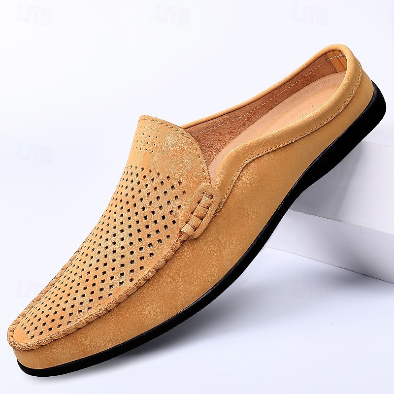 Mocassins masculinos bege perfurados, modelo slip-on, leves e confortáveis, ideais para uso diário, viagens, dirigir e momentos de lazer no verão. de 2026 por $54.99 –P1