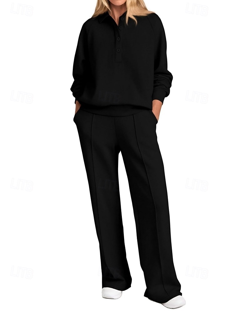 Damen Pullover-Trainingsanzug-Sets 2-teiliger Trainingsanzug Lounge-Outfits  Kordelzug mit Tasche Einfarbig Sportbekleidungsset Herbst Dunkelgrau Schwarz Fitnessstudio Fitnesstraining Leger Winddicht 2026 - $46.99 –P8