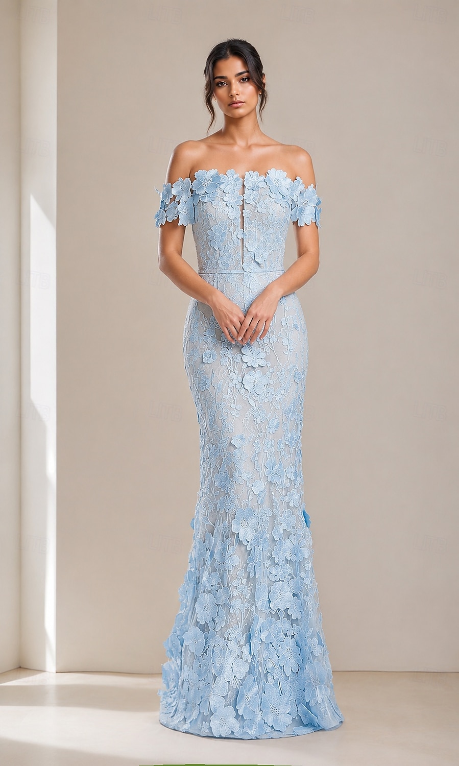Sirena Tromba Lunghezza al pavimento Abiti da Ballo Abito da Sera Da principessa Abito formale Elegante Scintillante Stile Celebrità Senza Maniche Senza Spalle Festa in giardino Matrimonio Pizzo con del 2026 a $195.99 –P13