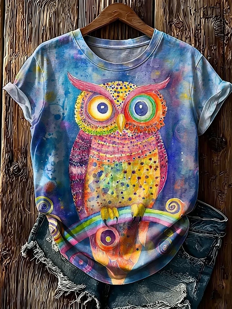 Dames T-shirt Afdrukken Bloemig Grafisch dier Modieus Stijlvol Klassiek Korte mouw Strakke ronde hals Normale tops Casual Dagelijks Weekend blauw Blozend Roze Paars Oranje Zomer Lente 2026 - $21.99 –P1
