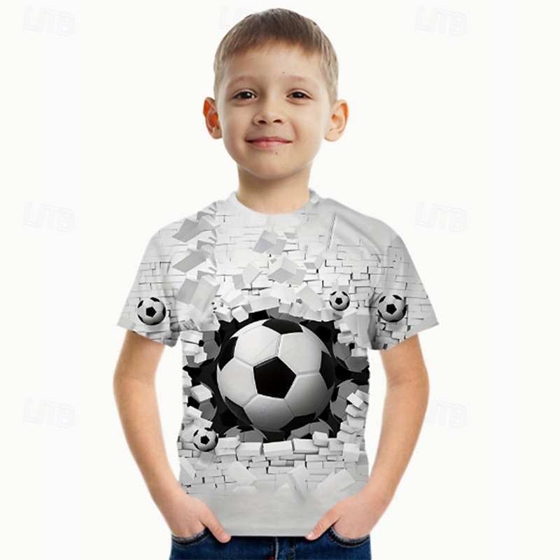 Dla chłopców 3D Graficzny Piłka nożna Koszulki piłkarskie Podkoszulek T-shirt Krótki rękaw Druk 3D Lato Wiosna Sport Moda Moda miejska Dzieci 4-12 lat Półgolf Codzienny Na zewnątrz Regularny 2026 - $13.49 –P1