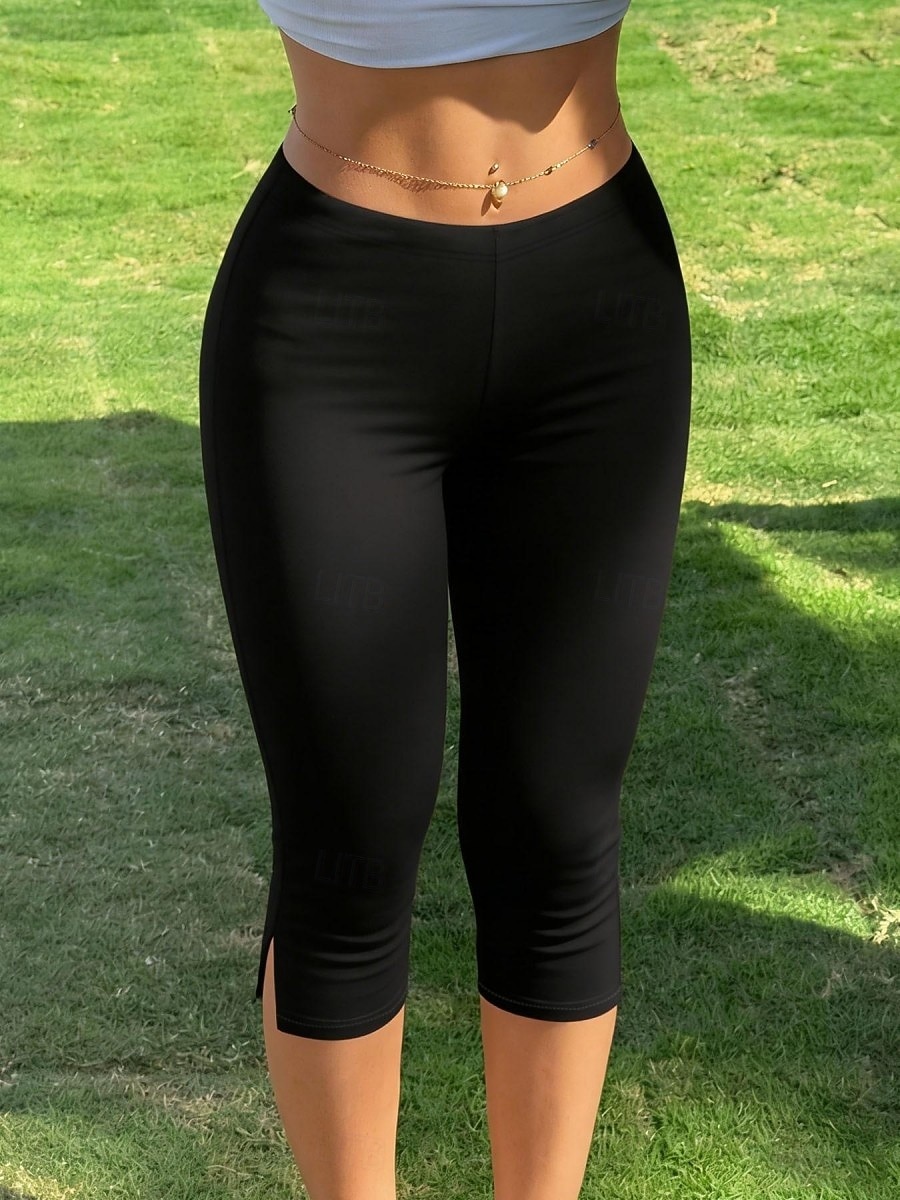 Women's Yoga Pants Leggings Sport Stylish Capris Mid Waist Comfort High Elasticity Casual Gym Yoga Navy Grey Black White Summer Spring Slim Fit 2026 - $22.99 –P1