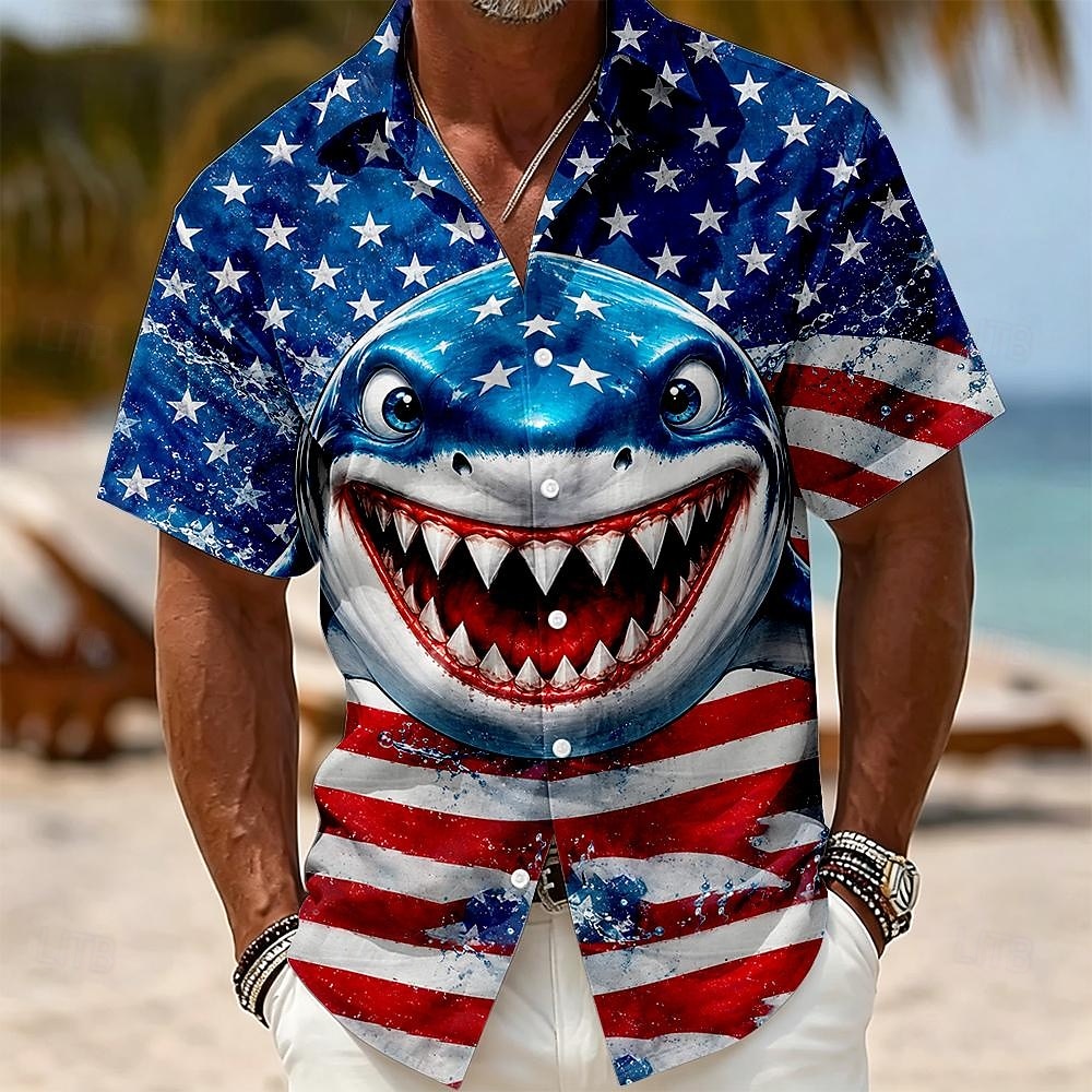 4th of July 2026 250th Men's American US Flag Shirt Summer Shirt Short Sleeve Patriotic Daily Streetwear Summer Spring Turndown 3D Print Button Up Shirts Blue Blue 2# Blue 1# White Red 2026 - $25.99 –P1