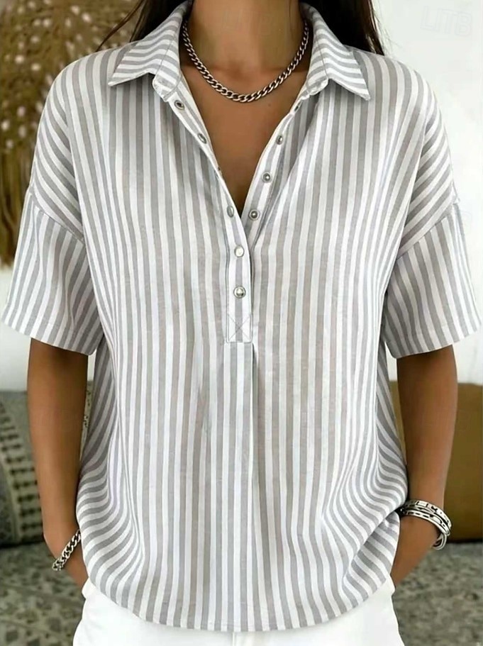Mujer Camisa A Rayas Vacaciones Moda Diario Sin Mangas Cuello Vuelto Tops regulares Casual Diario Amarillo Verde Claro Rosa Rojo Marrón Verano Primavera 2026 - $28.99 –P7
