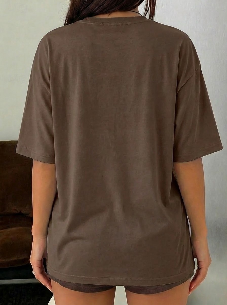 Women's T Shirt Tee Top Solid Color Stylish Classic Casual Half Sleeve Crew Neck Regular Tops Daily Sports Going out Black White Pink Light Brown Coffee Summer Spring 2026 - $19.99 –P2