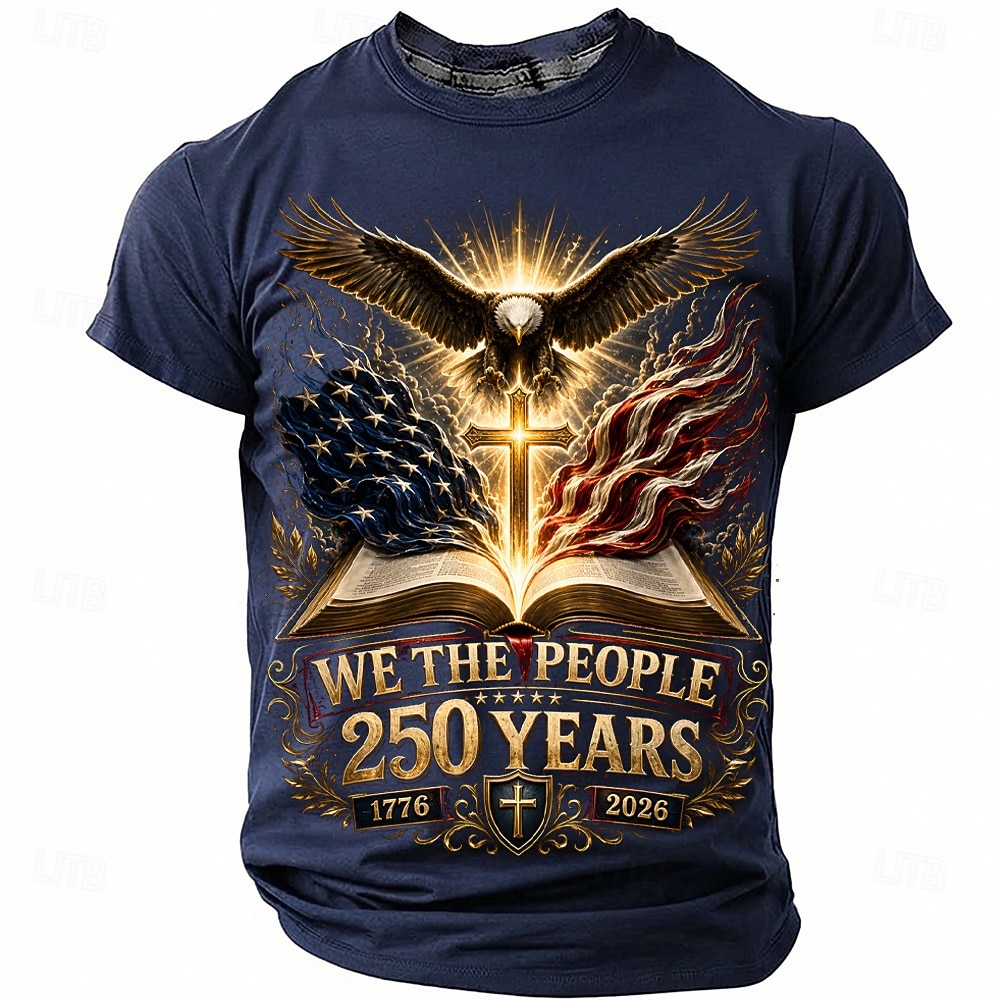 2026 250º Camisetas Masculinas T-Shirt Bandeira dos EUA 1776 de Manga Curta Impressão 3D Camiseta Colar Redondo Patriótica Festival Diário Azul Preto Vermelho Verão Primavera Roupas Vestuário S M L de 2026 por $18.99 –P2
