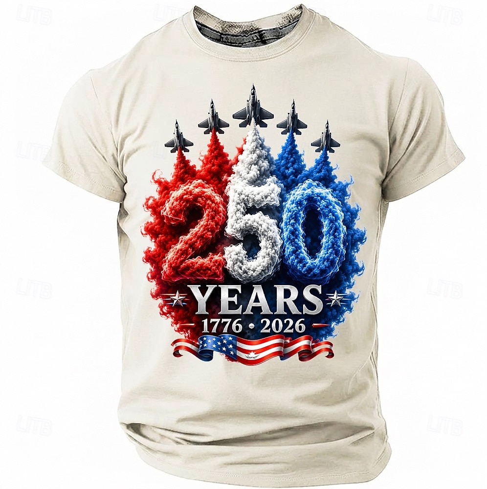 Men's 250th Anniversary Patriotic American Flag 1776 2026 Graphic T Shirt Short Sleeve Crew Neck Summer Street Top 2026 - $18.99 –P3