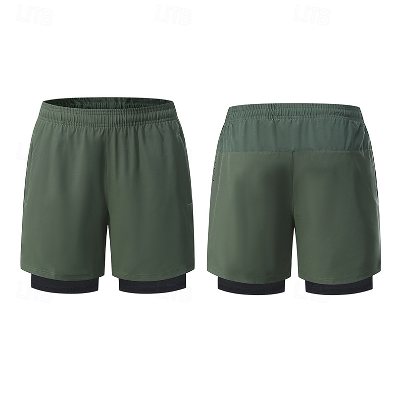 Homens Shorts de Corrida Calções atléticos Shorts de Academia Bolsos 2 em 1 Com forro de compressão Calção Casual Diário Esporte Verão Primavera Secagem Rápida Leve Pavio Humido Treino de Ginástica de 2026 por $20.99 –P5