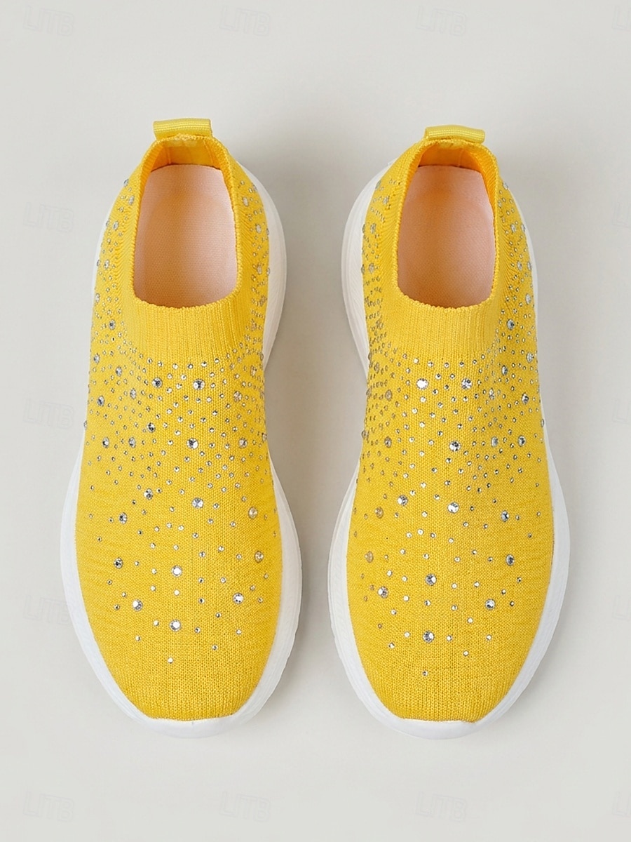 Baskets jaunes à strass pour femmes - chaussures respirantes en maille scintillante avec semelle EVA amortissante pour un usage quotidien et la marche & voyage de 2026 ? $26.99 –P4