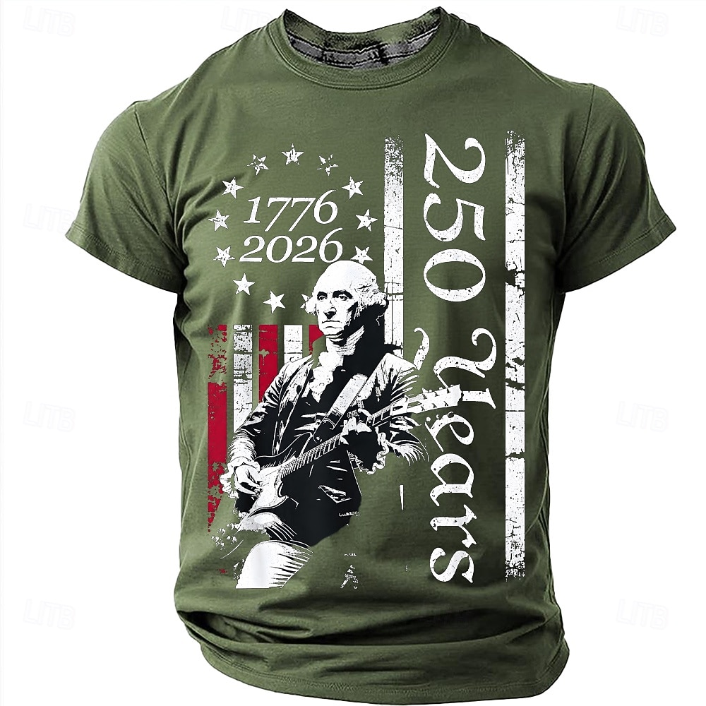 4 juillet 2026, 250e anniversaire Homme Couleur Unie Drapeau Américain T-shirt Manche Courte T-shirt Impression 3D Col ras du cou Chemise Vintage Rétro Patriotique Quotidien Festival Bleu Noir Rouge de 2026 ? $18.99 –P6