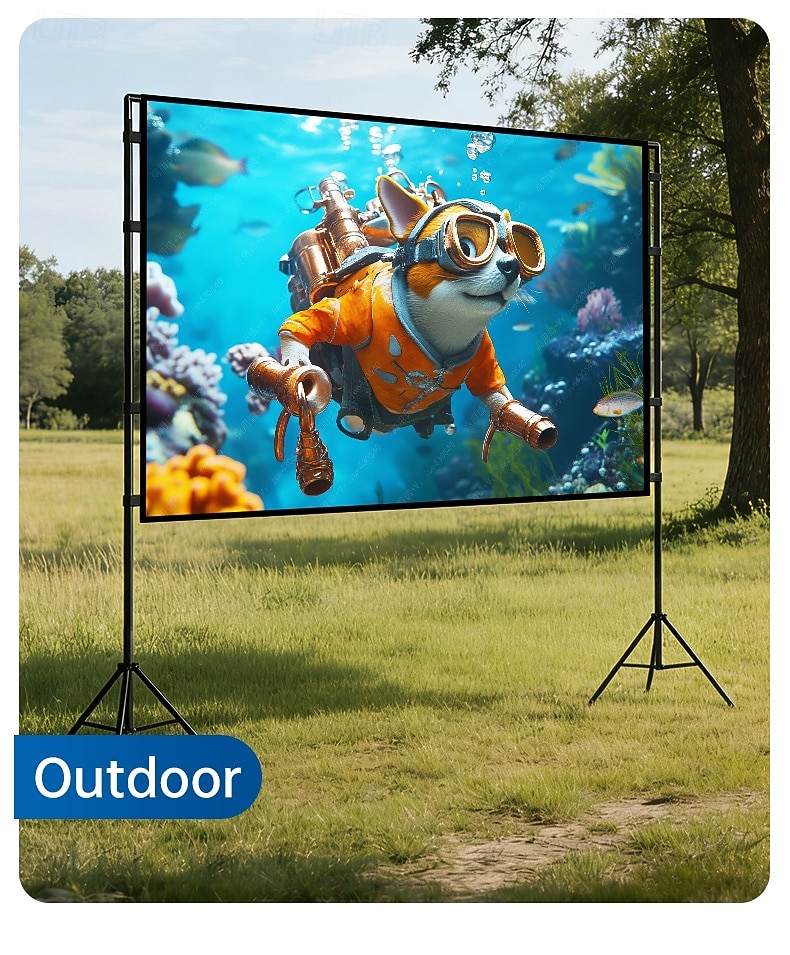 100/120 Inch Projector Screen with Stand, 16:9 HD 4K Portable Outdoor Indoor Movie Screen, Foldable Wrinkle-Free Projection Screen with Carrying Bag, Stable Tripod for Backyard Cinema Home Theater 2026 - $95.99 –P11